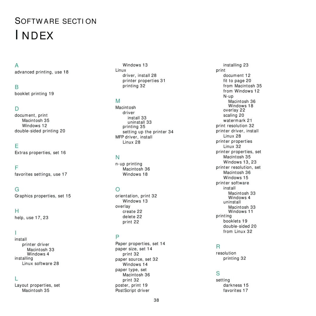 Samsung ML-4050 Series manual Index 