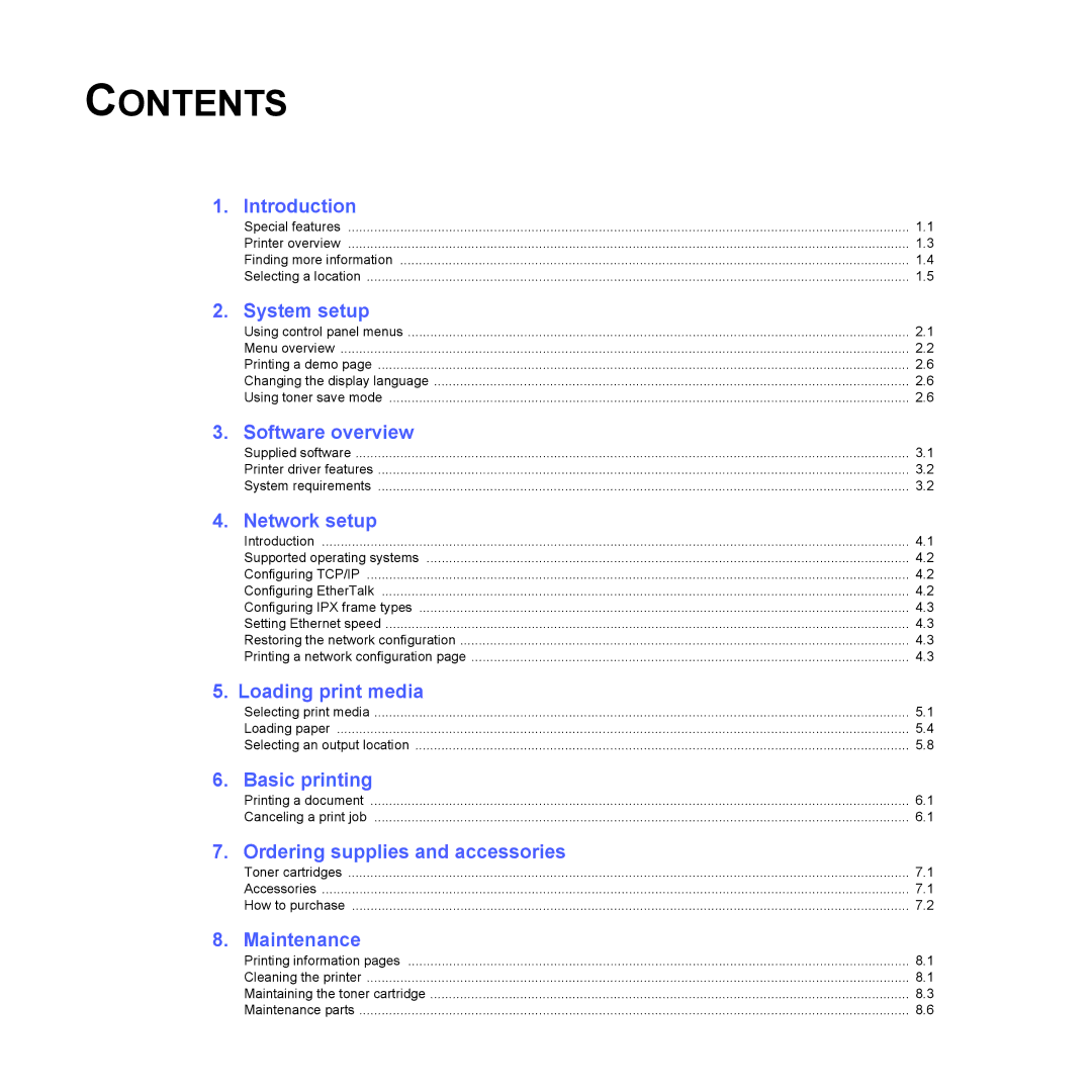 Samsung ML-4050 Series manual Contents 