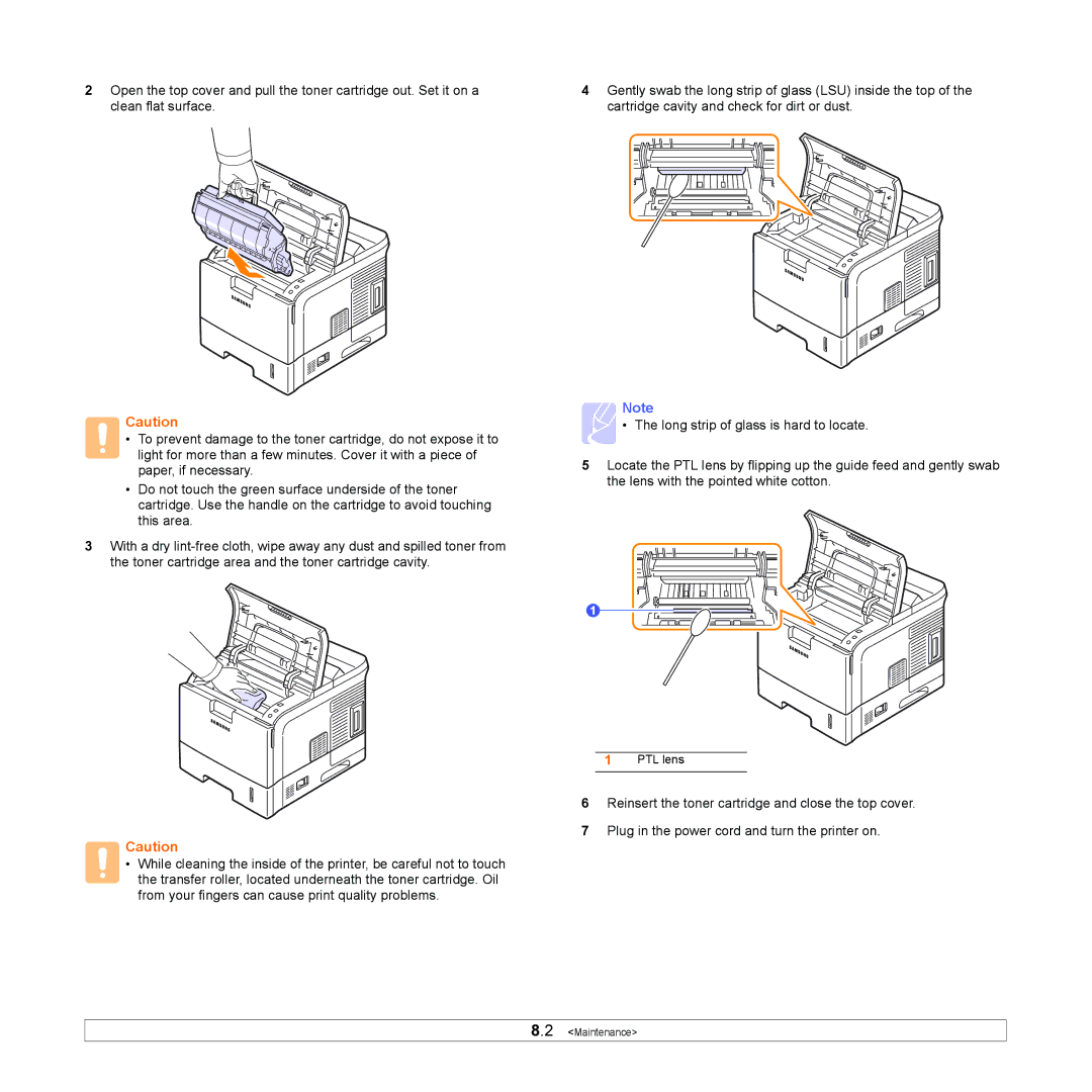 Samsung ML-4050 Series manual PTL lens 