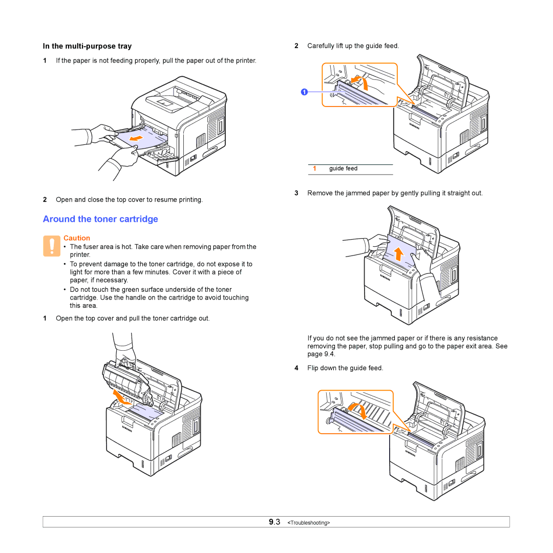 Samsung ML-4050 Series manual Around the toner cartridge, Multi-purpose tray 