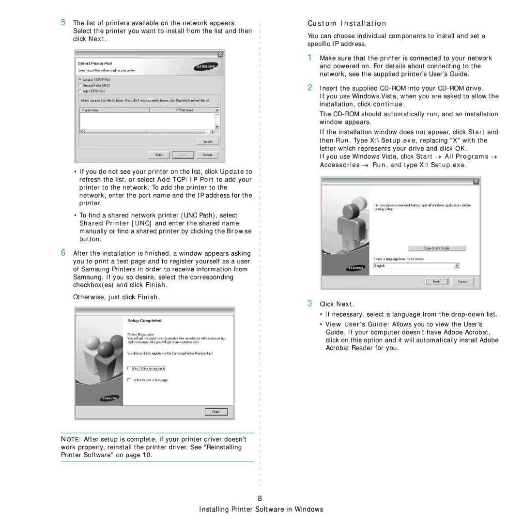 Samsung ML-4050 Series manual Custom Installation 