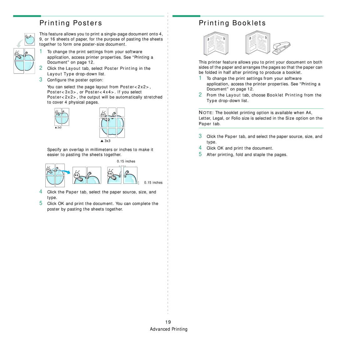 Samsung ML-4050 Series manual Printing Posters, Printing Booklets 