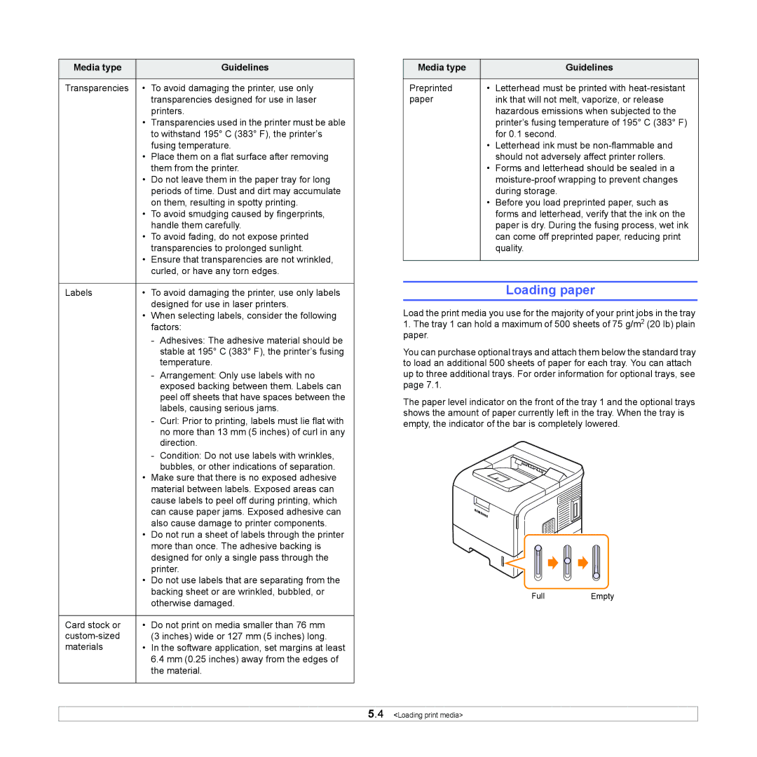 Samsung ML-4050N manual Loading paper 