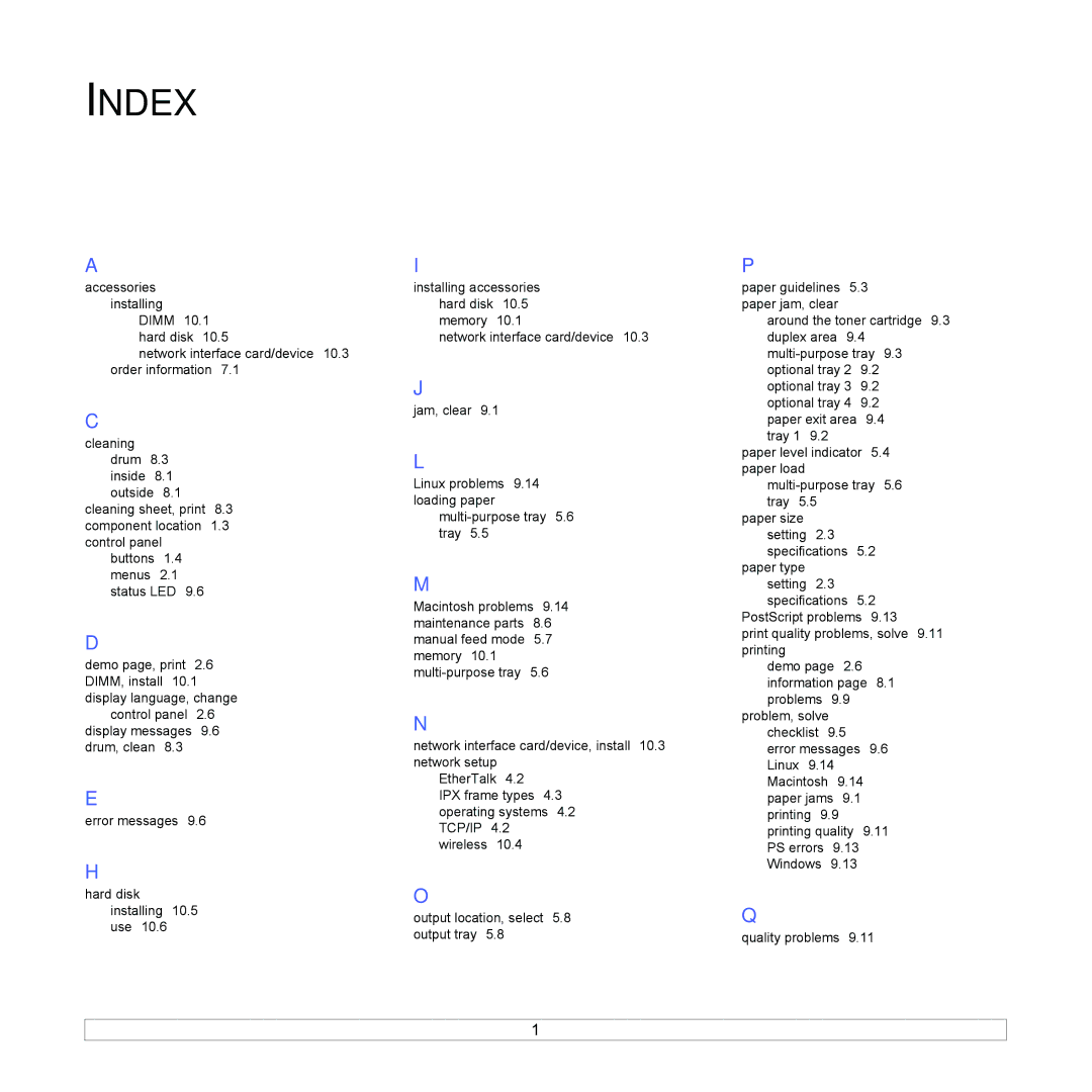 Samsung ML-4050N manual Index 