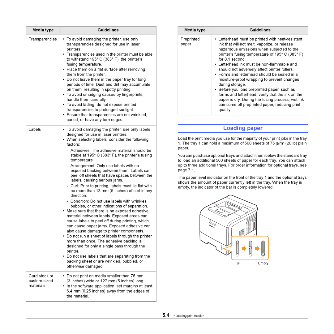 Samsung ML-4050ND manual Loading paper 