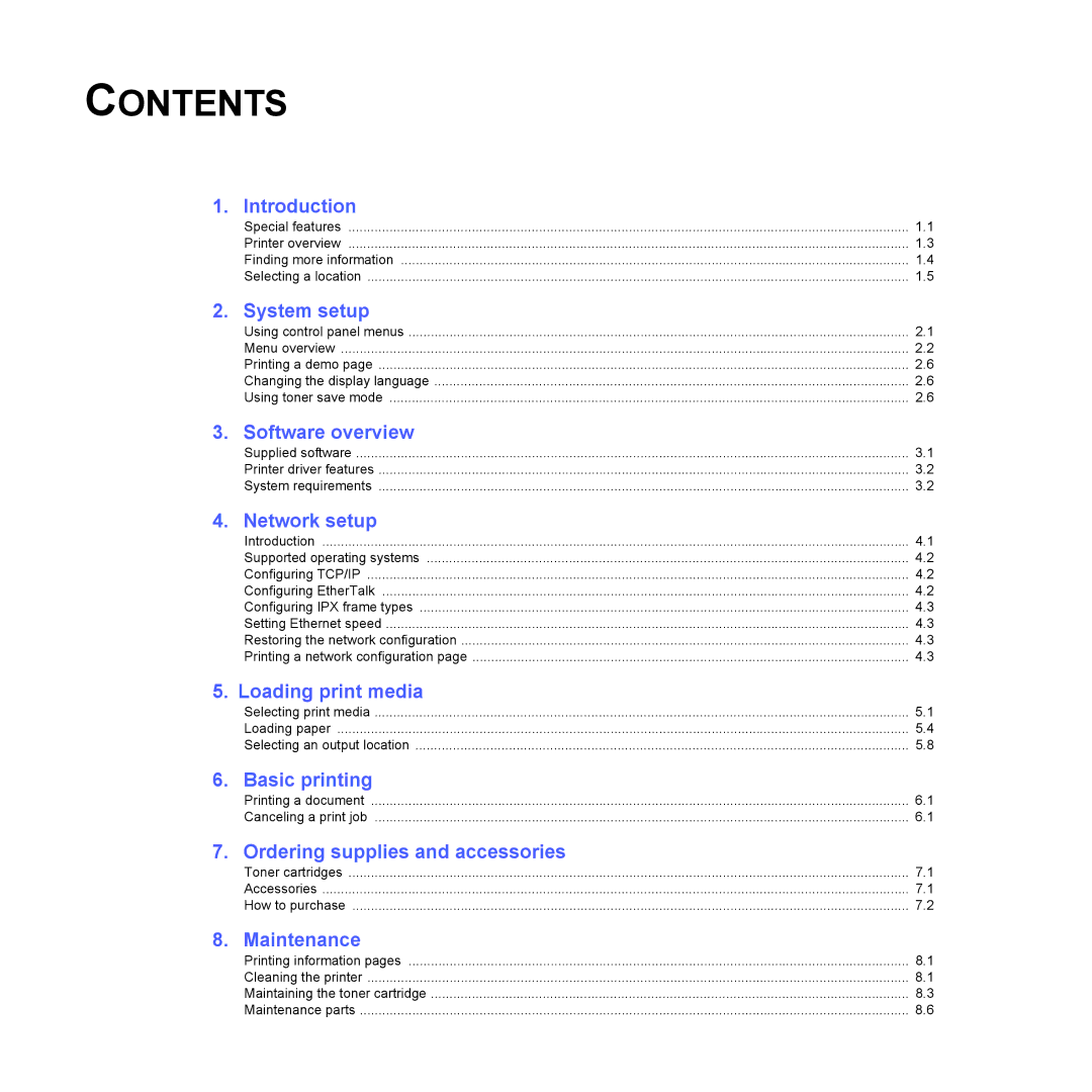 Samsung ML-4050ND manual Contents 