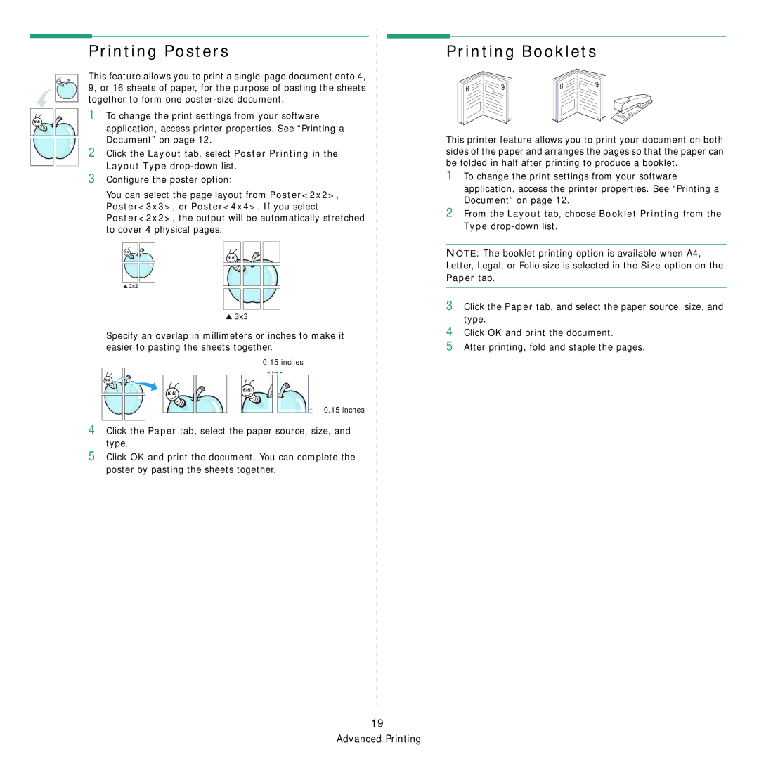 Samsung ML-4050ND manual Printing Posters, Printing Booklets 