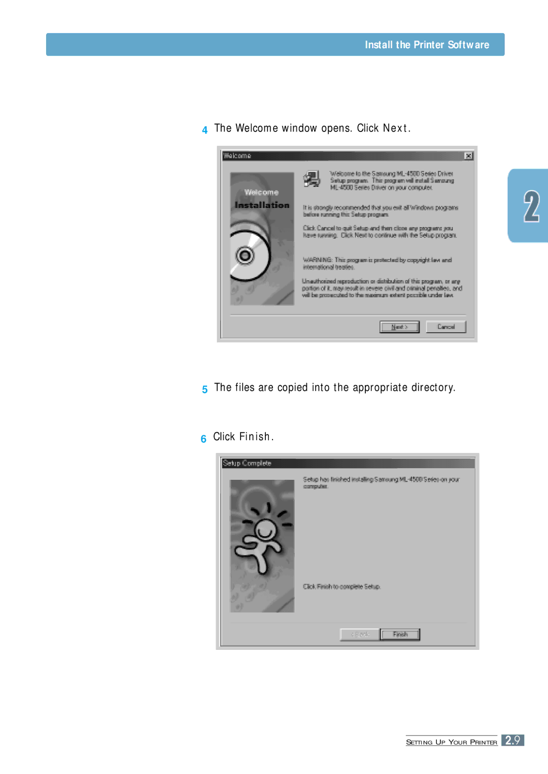 Samsung ML-4500 manual Install the Printer Software 