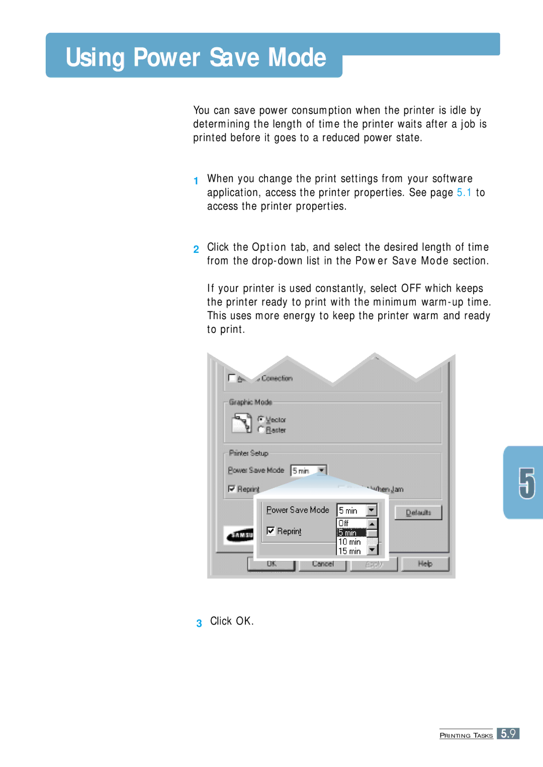 Samsung ML-4500 manual Using Power Save Mode 