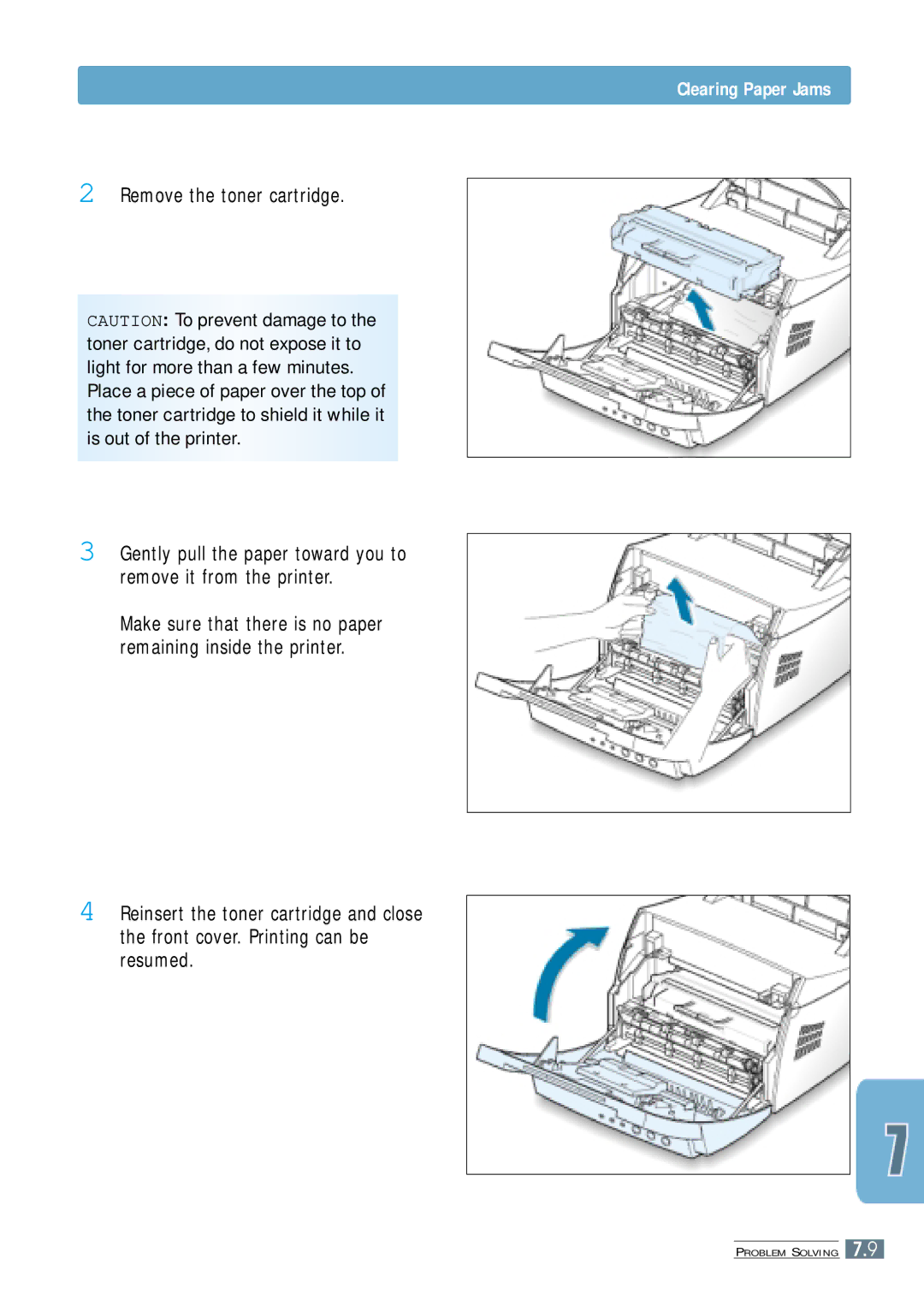 Samsung ML-4500 manual Remove the toner cartridge 