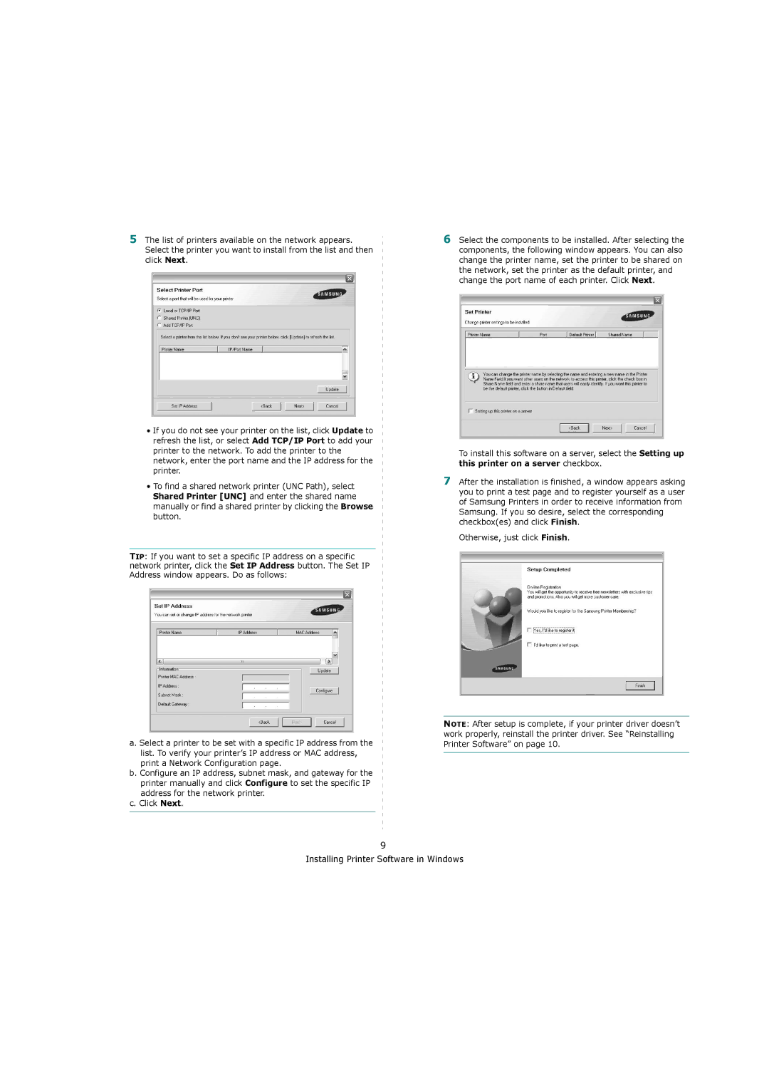 Samsung ML-4551ND, ML-4550 manual Installing Printer Software in Windows 