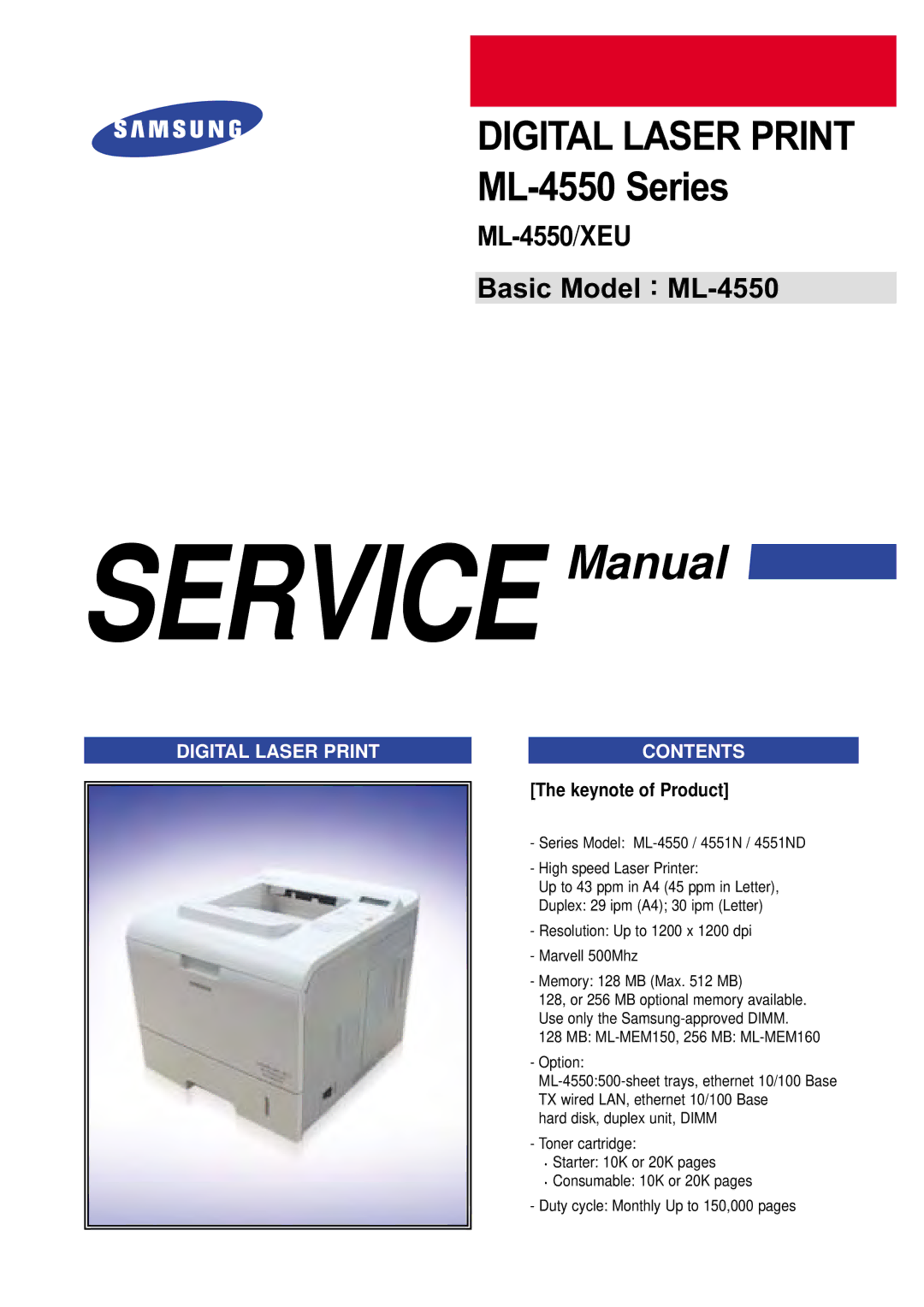 Samsung ML-4550 manual Service 