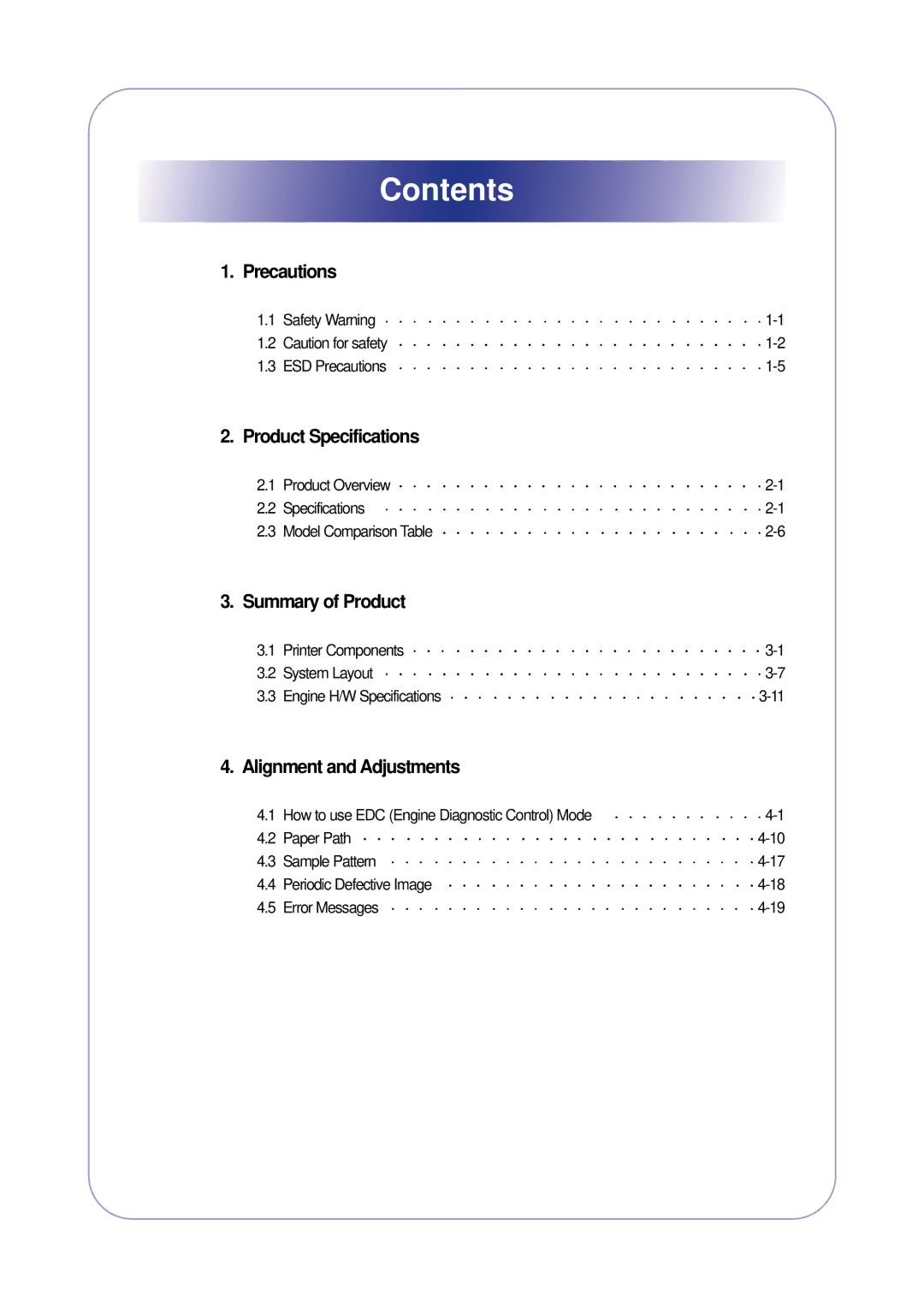 Samsung ML-4550 manual Contents 