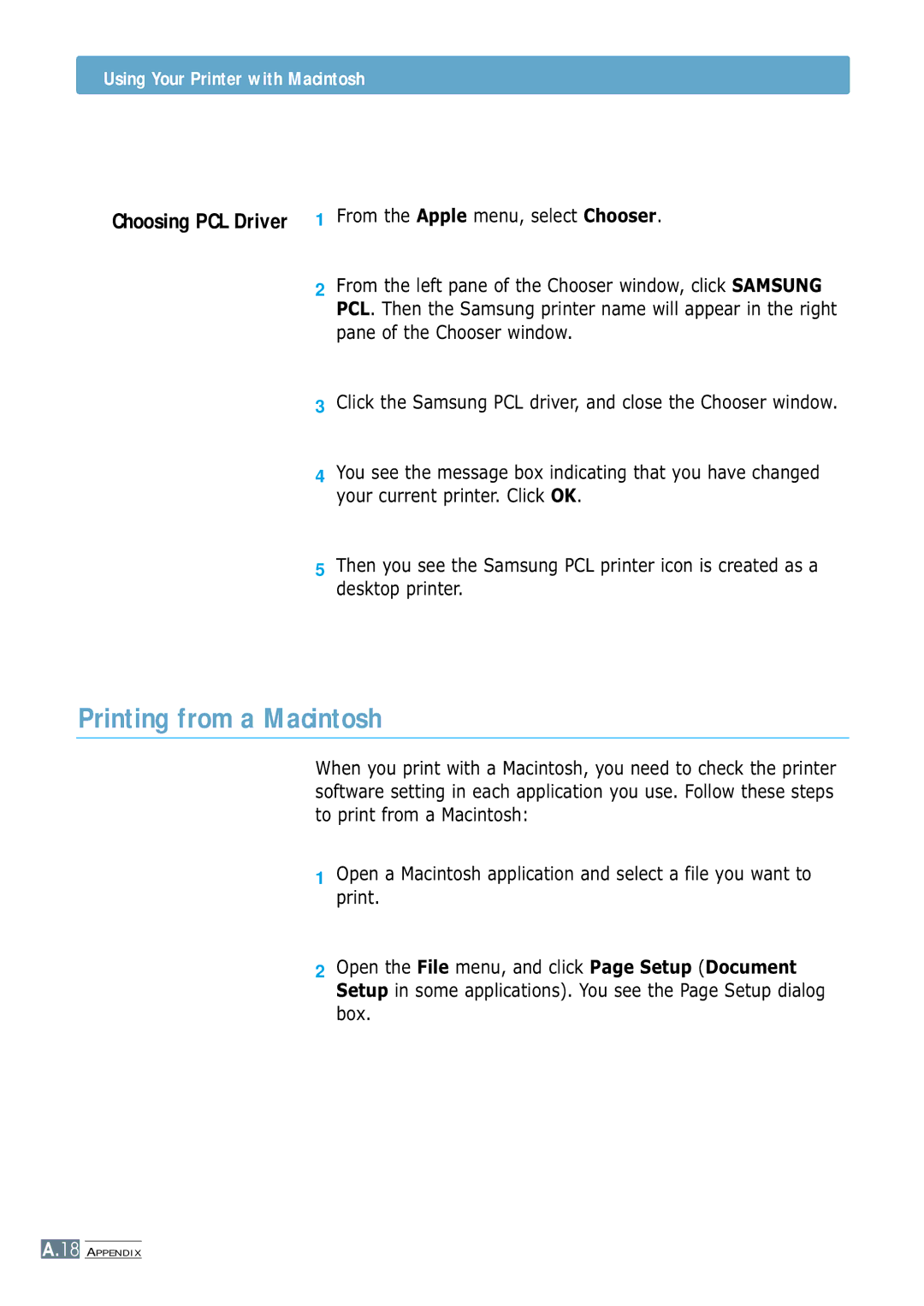 Samsung ML-4600 manual Printing from a Macintosh, Using Your Printer with Macintosh 