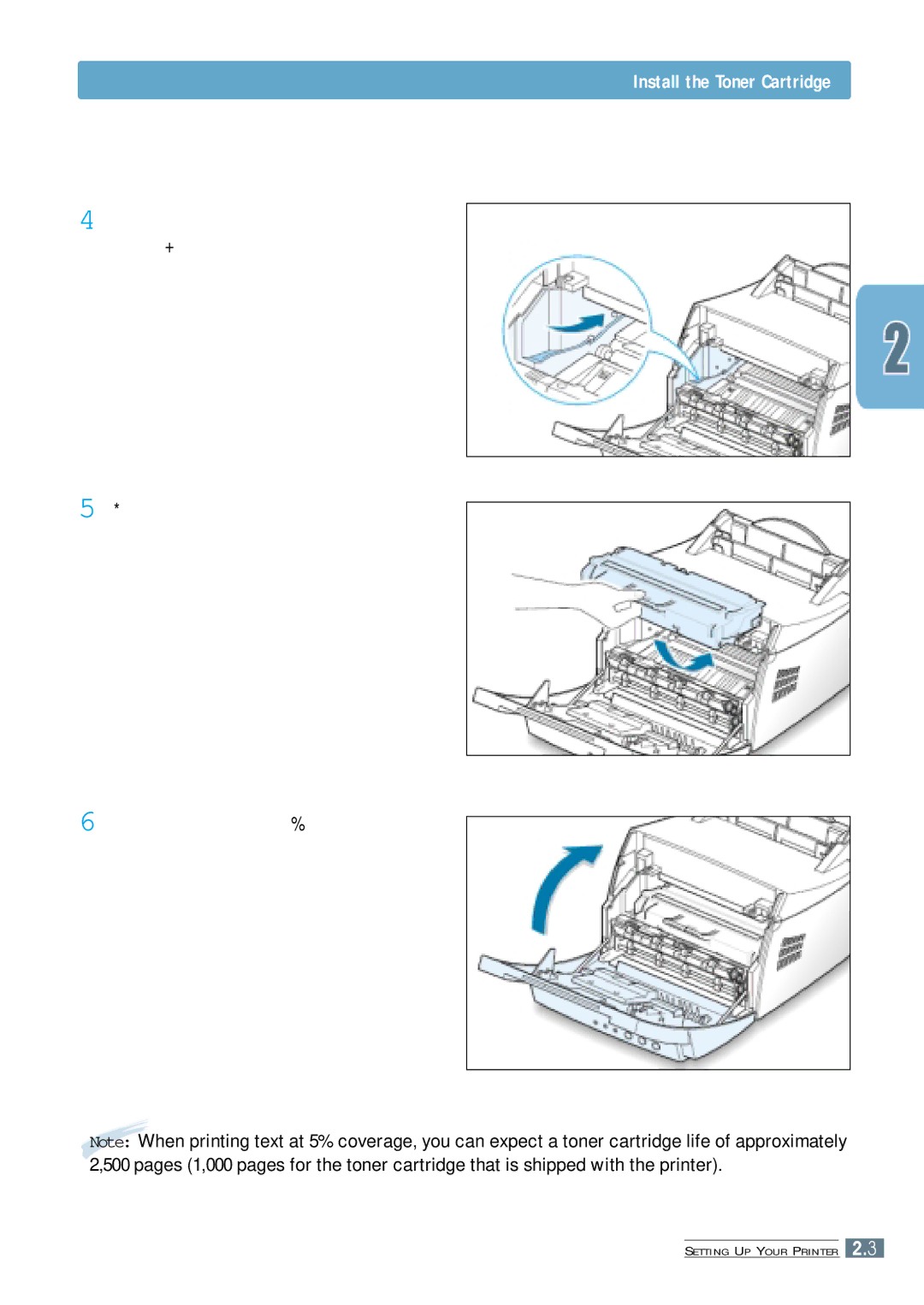 Samsung ML-4600 manual Install the Toner Cartridge 