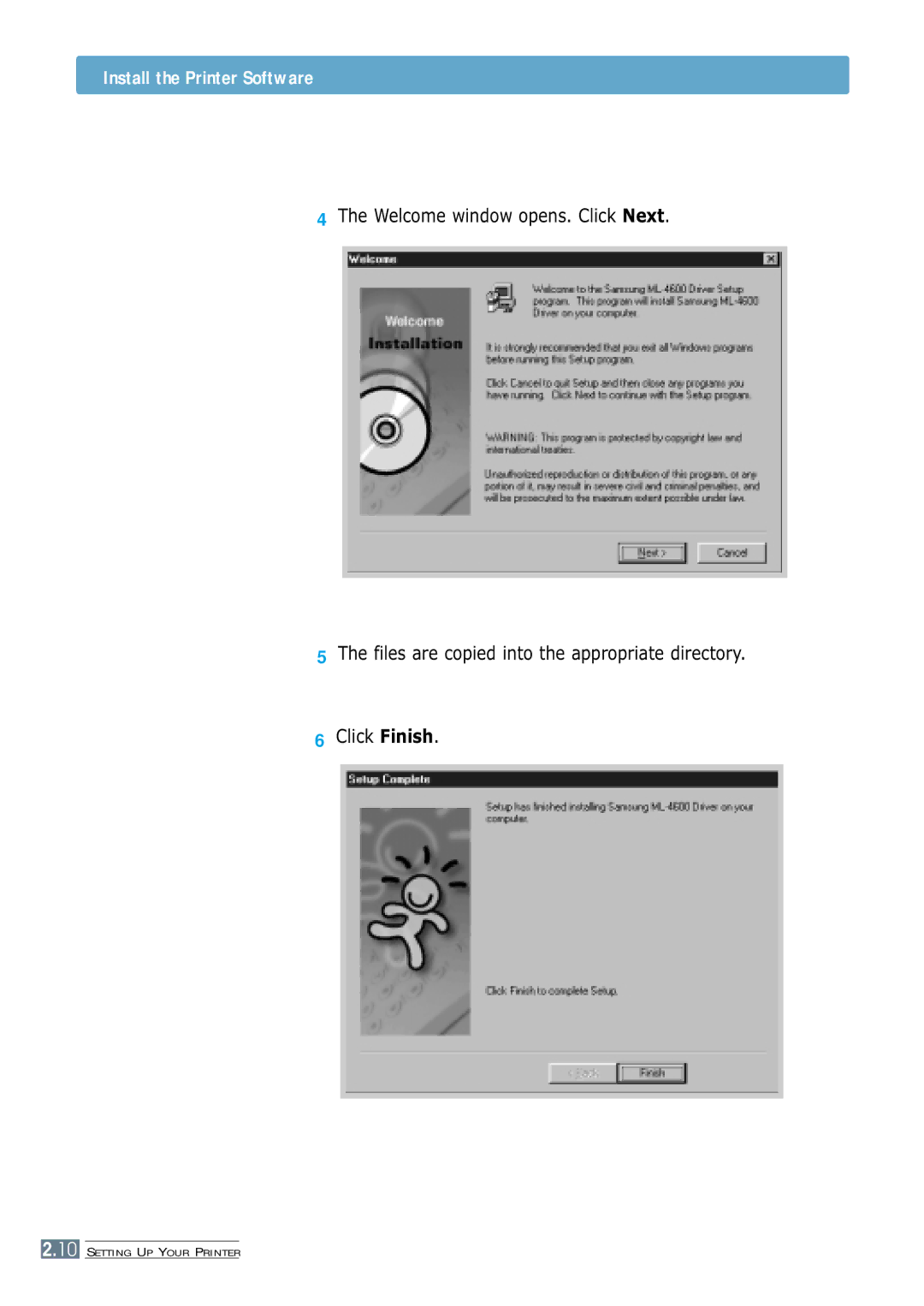 Samsung ML-4600 manual Install the Printer Software 