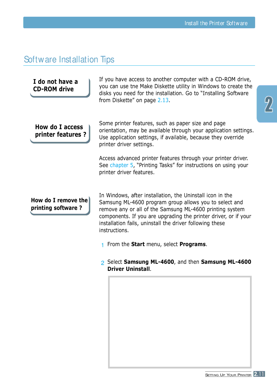 Samsung ML-4600 manual Software Installation Tips 