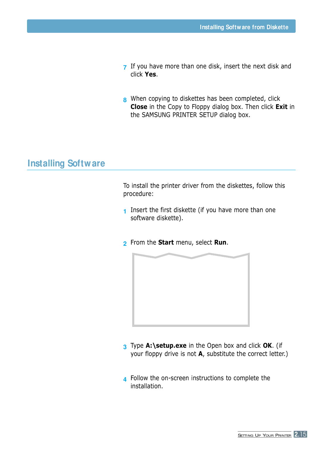 Samsung ML-4600 manual Installing Software from Diskette 