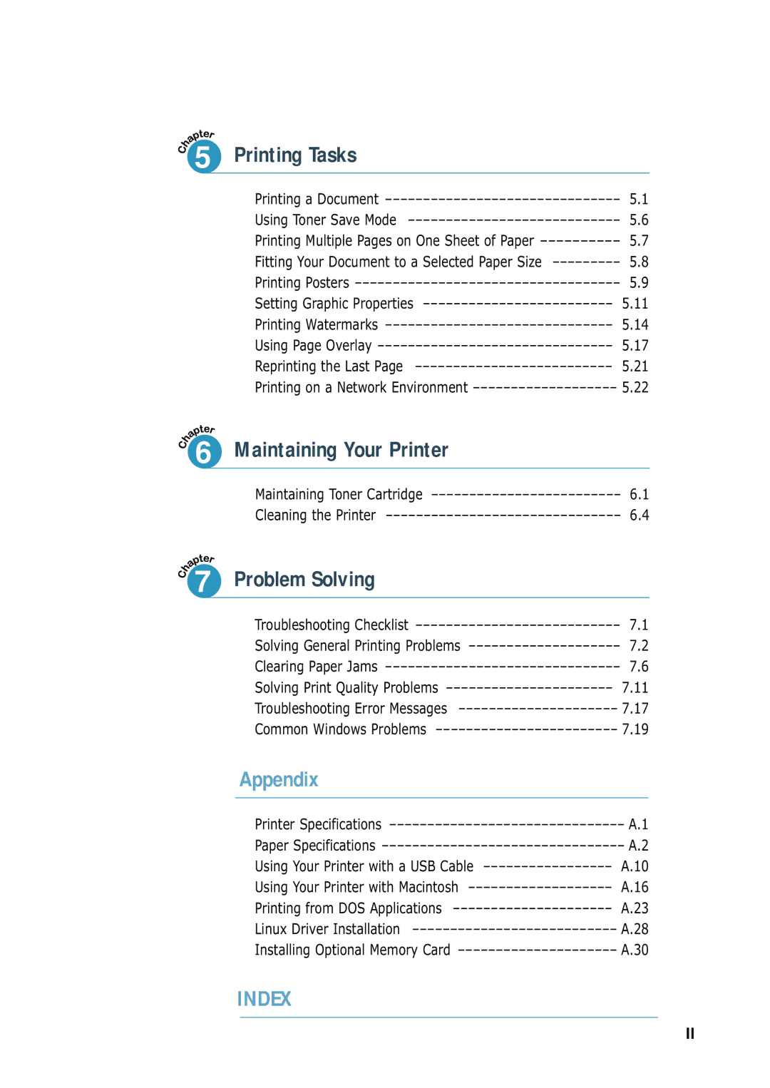 Samsung ML-4600 manual Index 