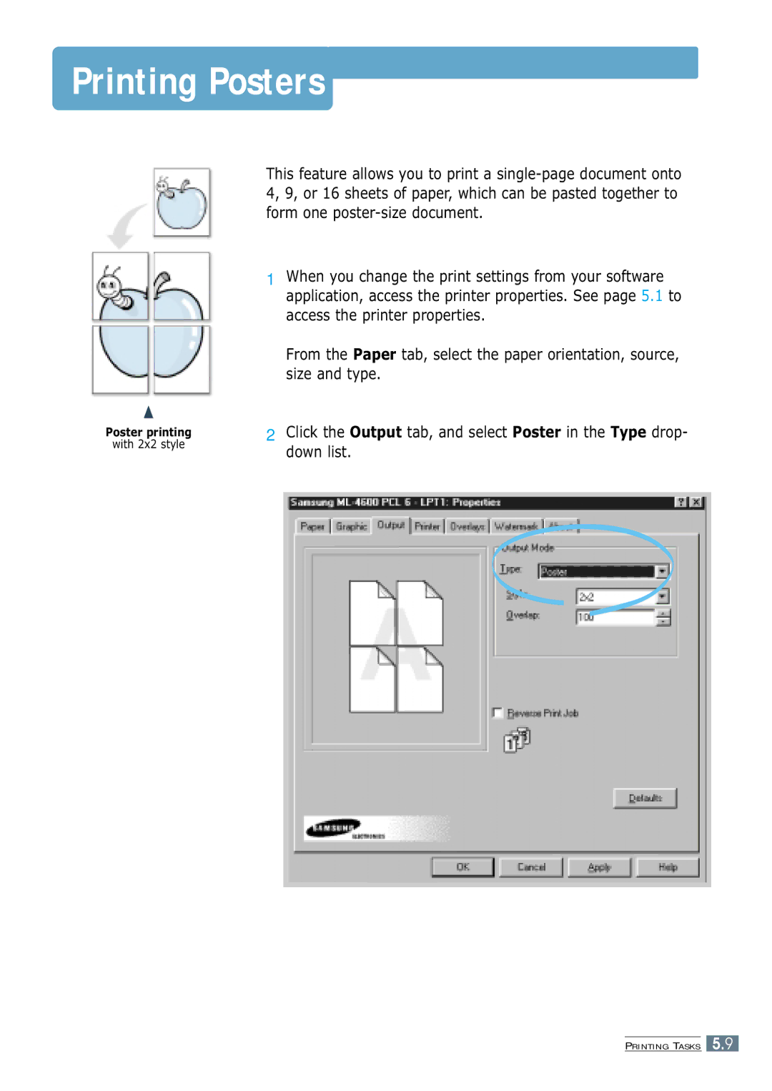 Samsung ML-4600 manual Printing Posters 