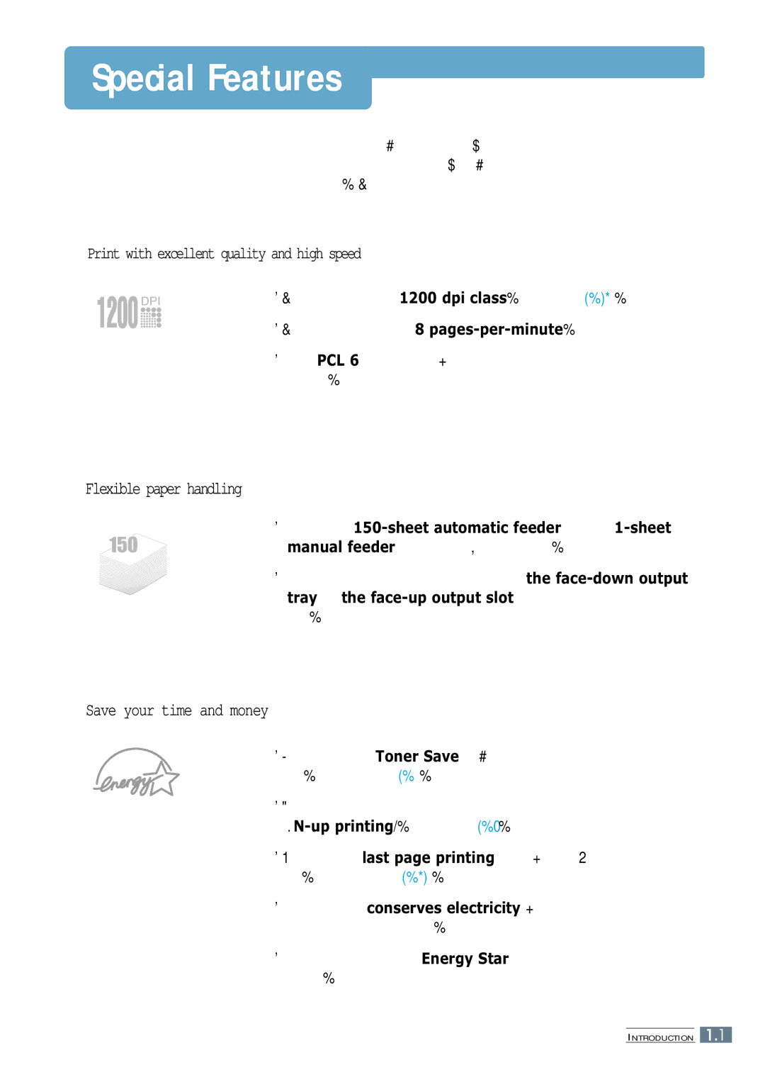 Samsung ML-4600 manual Special Features, Print with excellent quality and high speed 