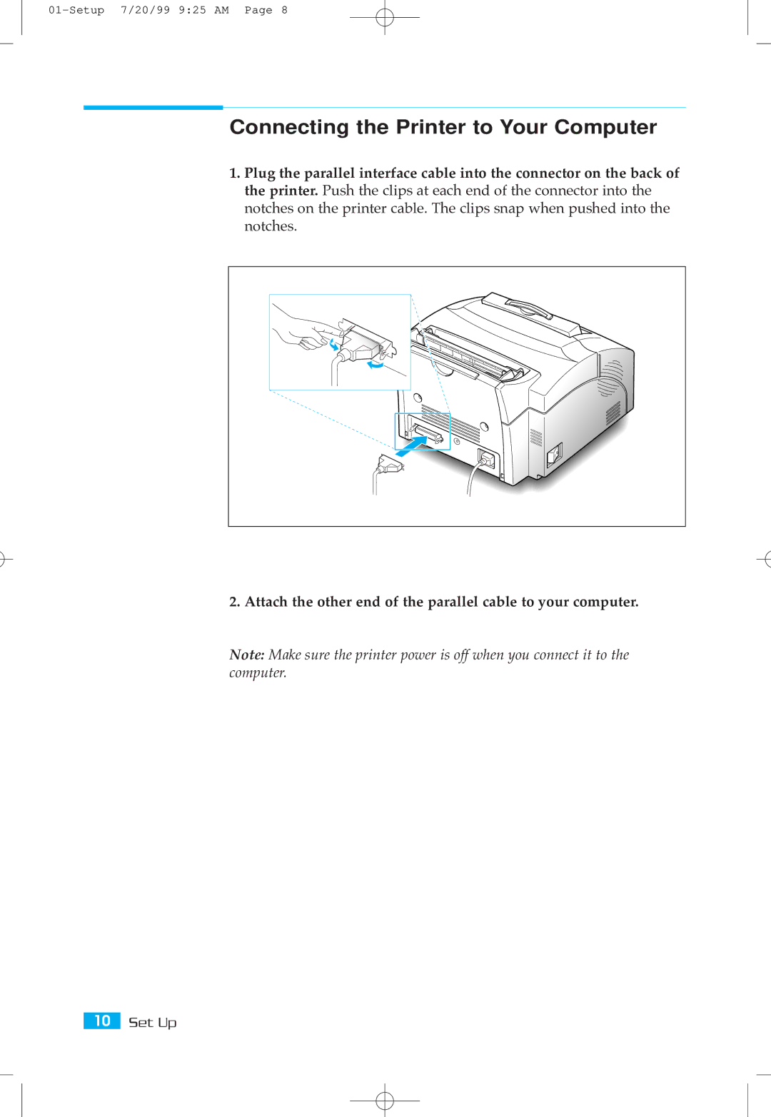 Samsung ML-5000A setup guide Connecting the Printer to Your Computer 