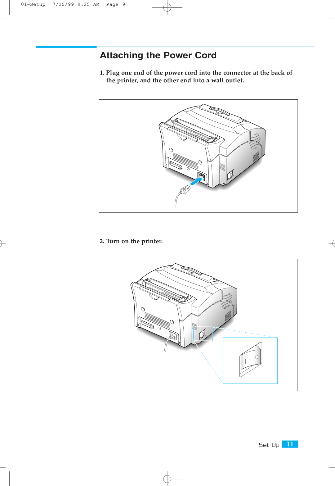 Samsung ML-5000A setup guide Attaching the Power Cord 