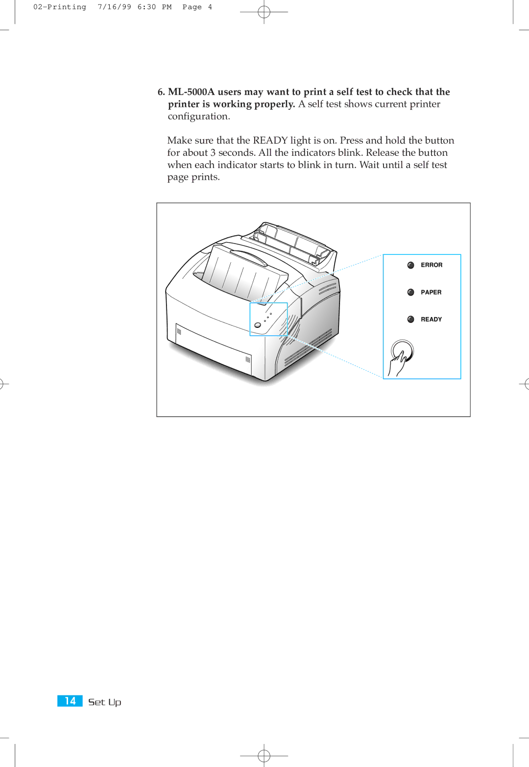 Samsung ML-5000A setup guide Error 