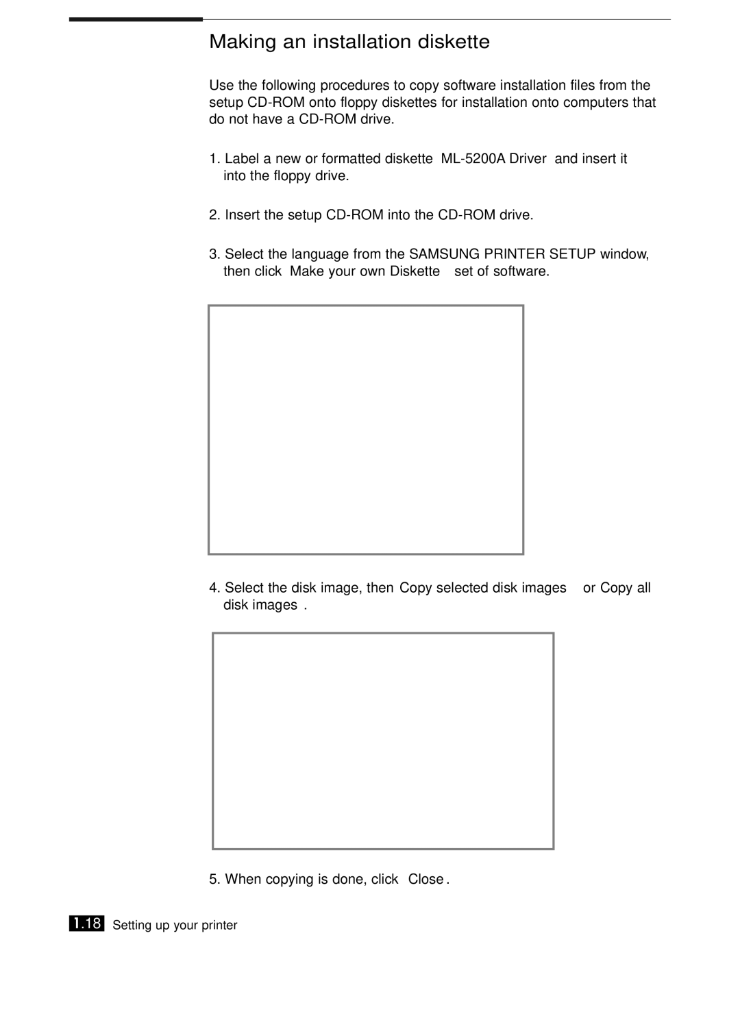 Samsung ML-5200A manual Making an installation diskette 