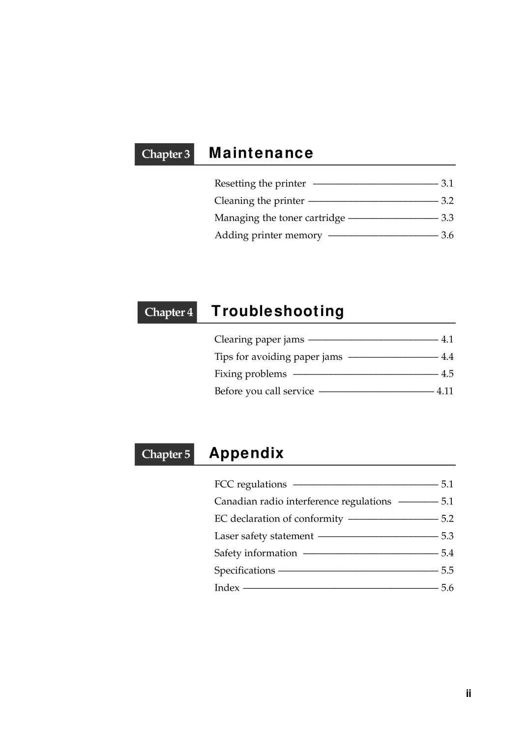 Samsung ML-5200A manual Maintenance 