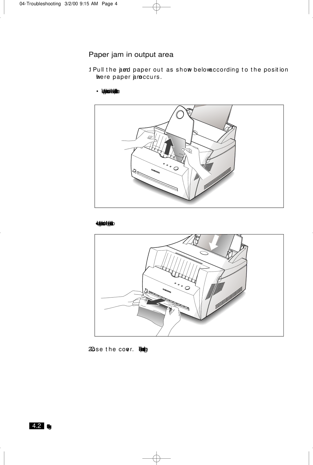 Samsung ML-5200A manual Paper jam in output area 