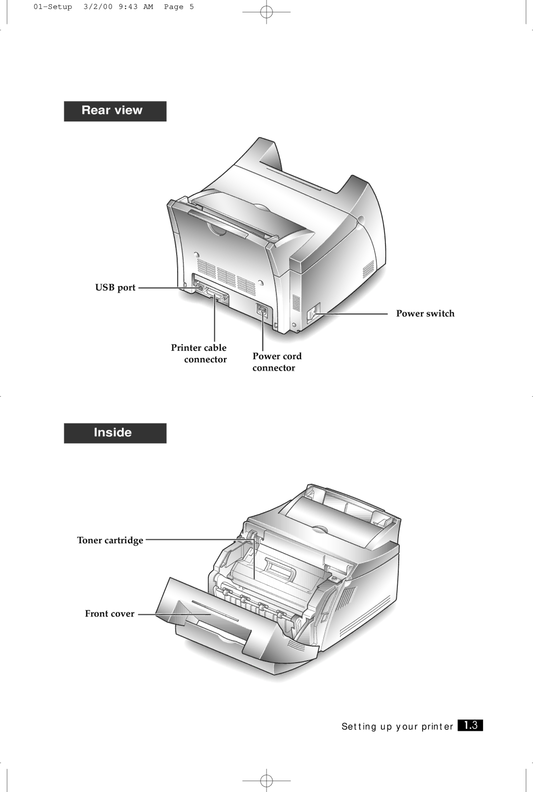 Samsung ML-5200A manual Rear view 