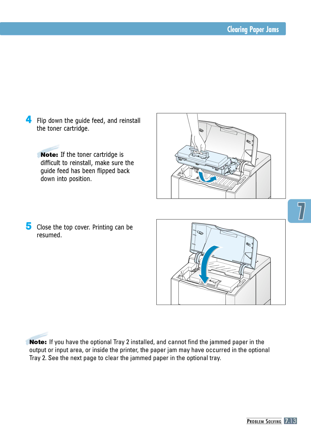 Samsung ML-6060S, ML-6060N manual Clearing Paper Jams 