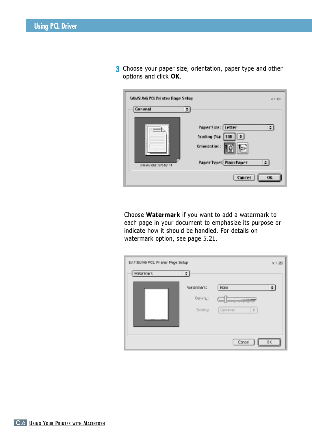 Samsung ML-6060N, ML-6060S manual Using PCL Driver 