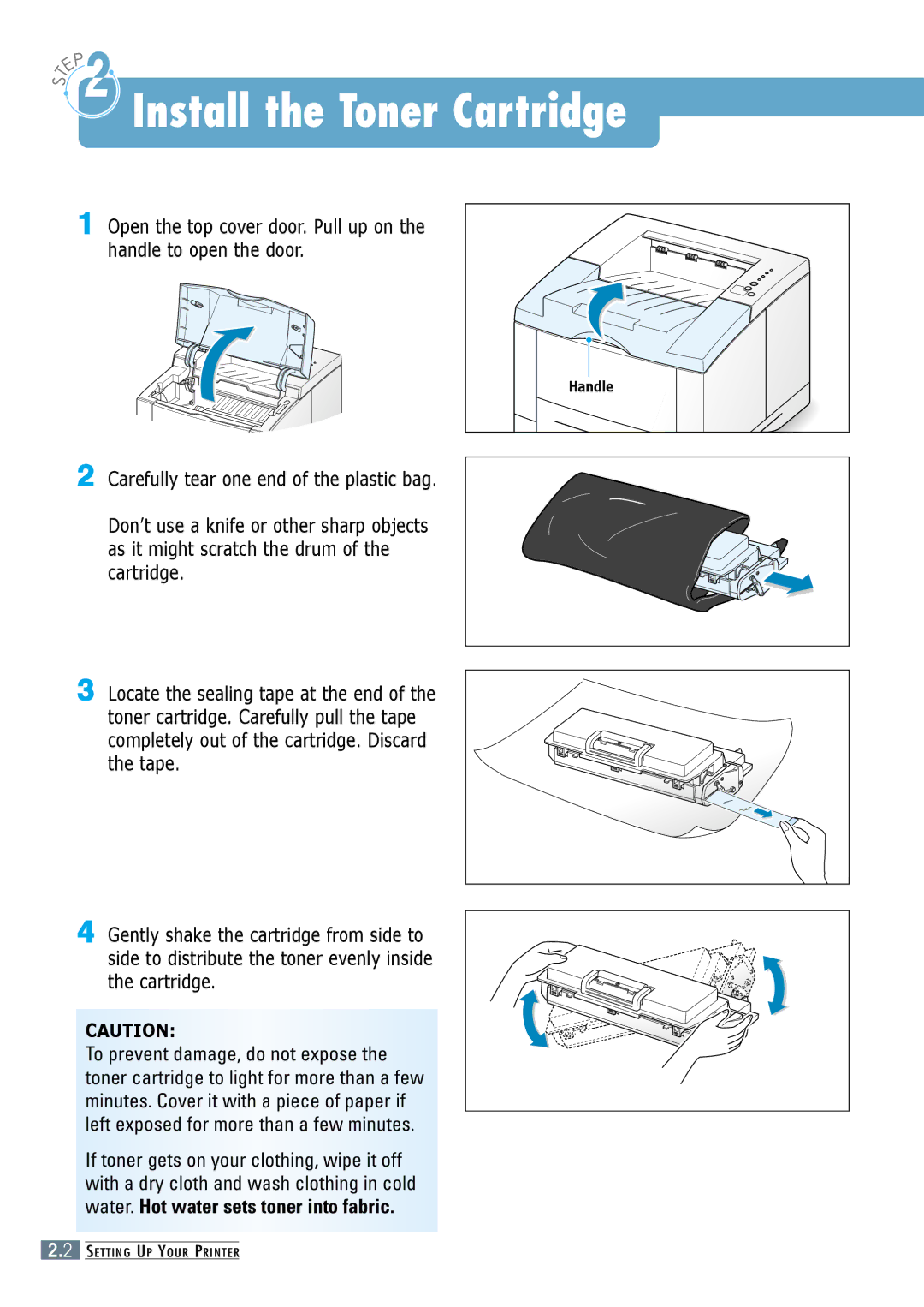 Samsung ML-6060N, ML-6060S manual Install the Toner Cartridge 