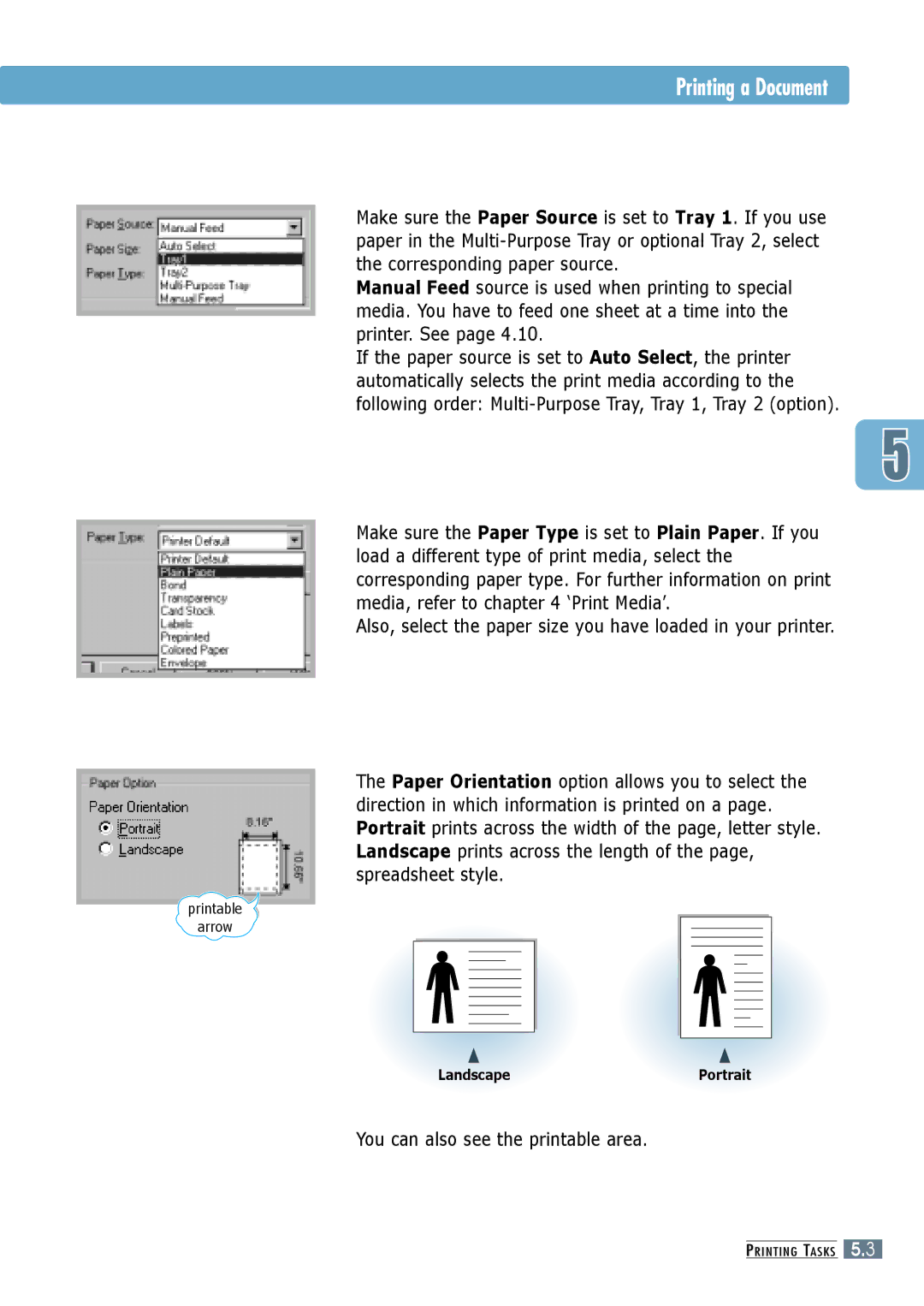 Samsung ML-6060N, ML-6060S manual You can also see the printable area 