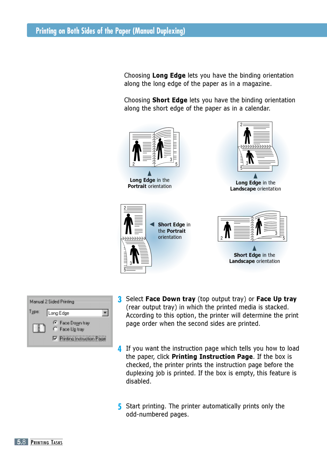 Samsung ML-6060S, ML-6060N manual Printing on Both Sides of the Paper Manual Duplexing 