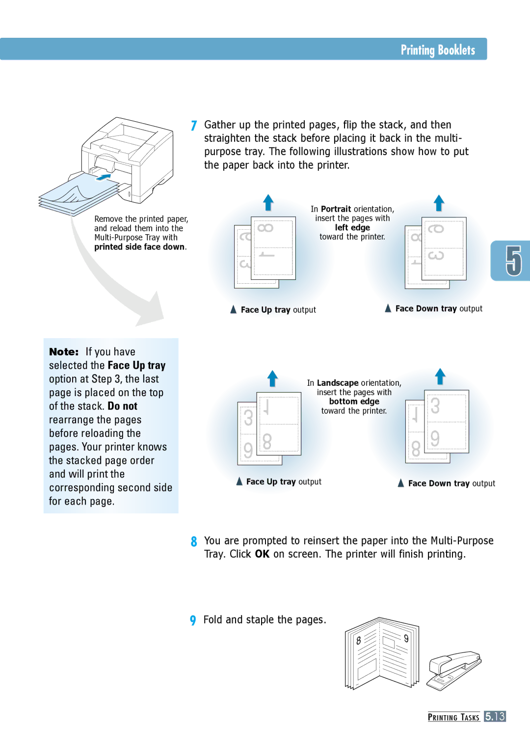 Samsung ML-6060S, ML-6060N manual Fold and staple the pages 