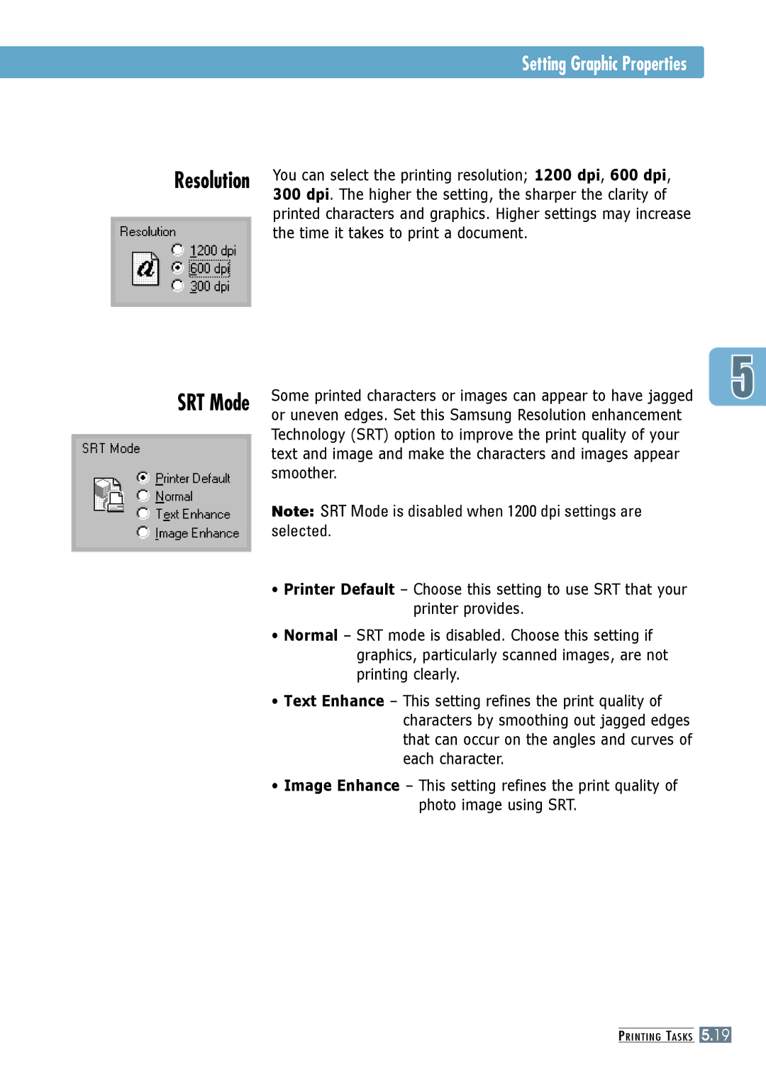 Samsung ML-6060S, ML-6060N manual Setting Graphic Properties 