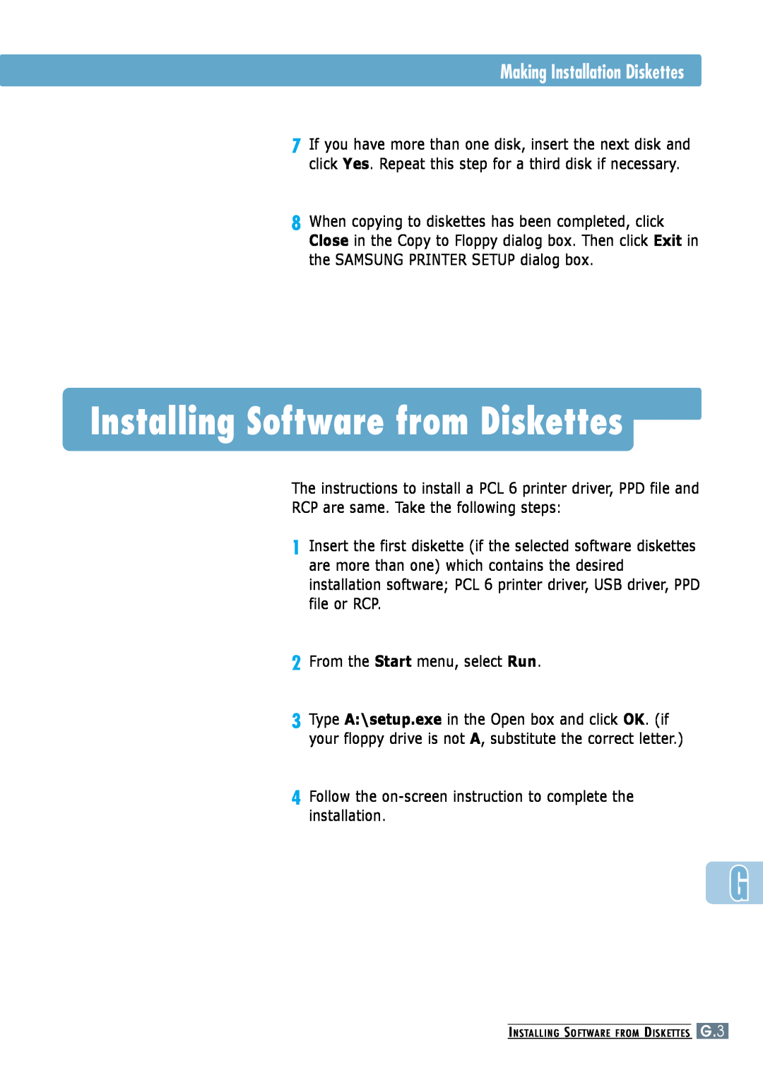 Samsung ML-6060S, ML-6060N manual Installing Software from Diskettes, Making Installation Diskettes 