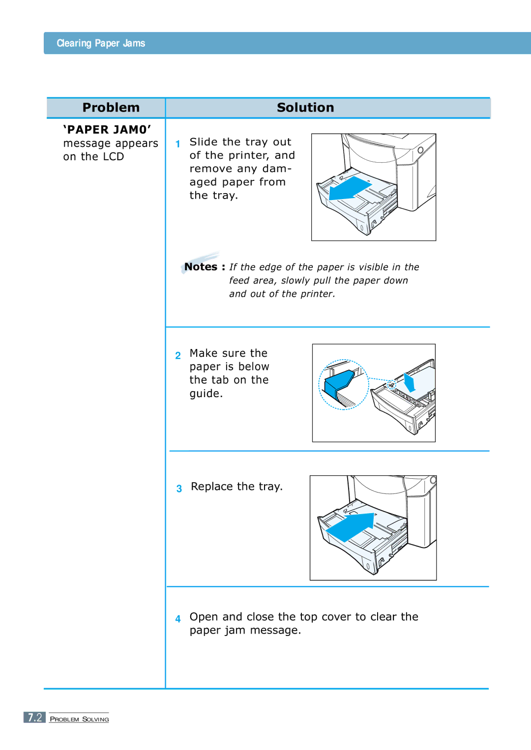 Samsung ML-7300 manual Clearing Paper Jams 