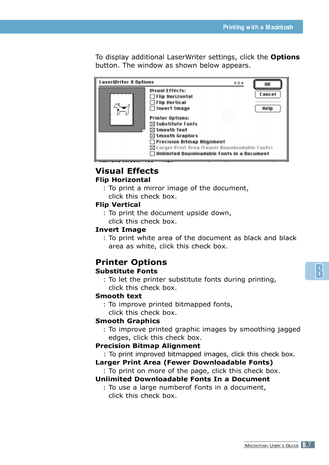 Samsung ML-7300 manual Visual Effects 