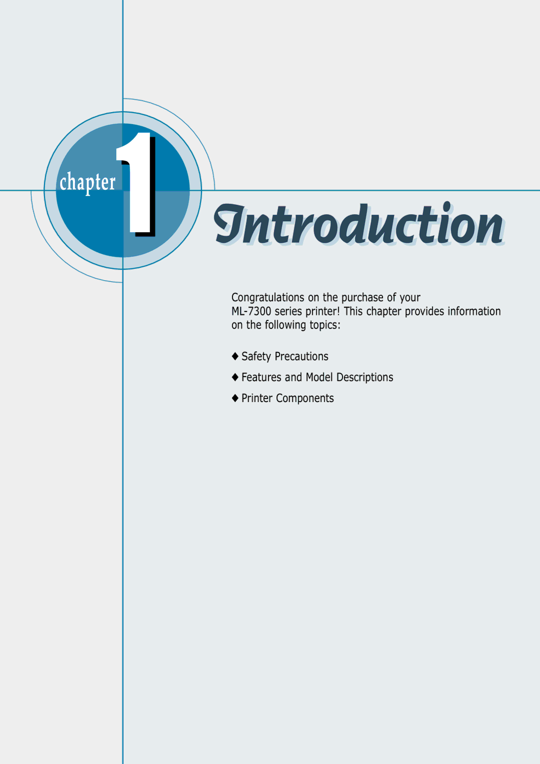 Samsung ML-7300 manual Introduction 