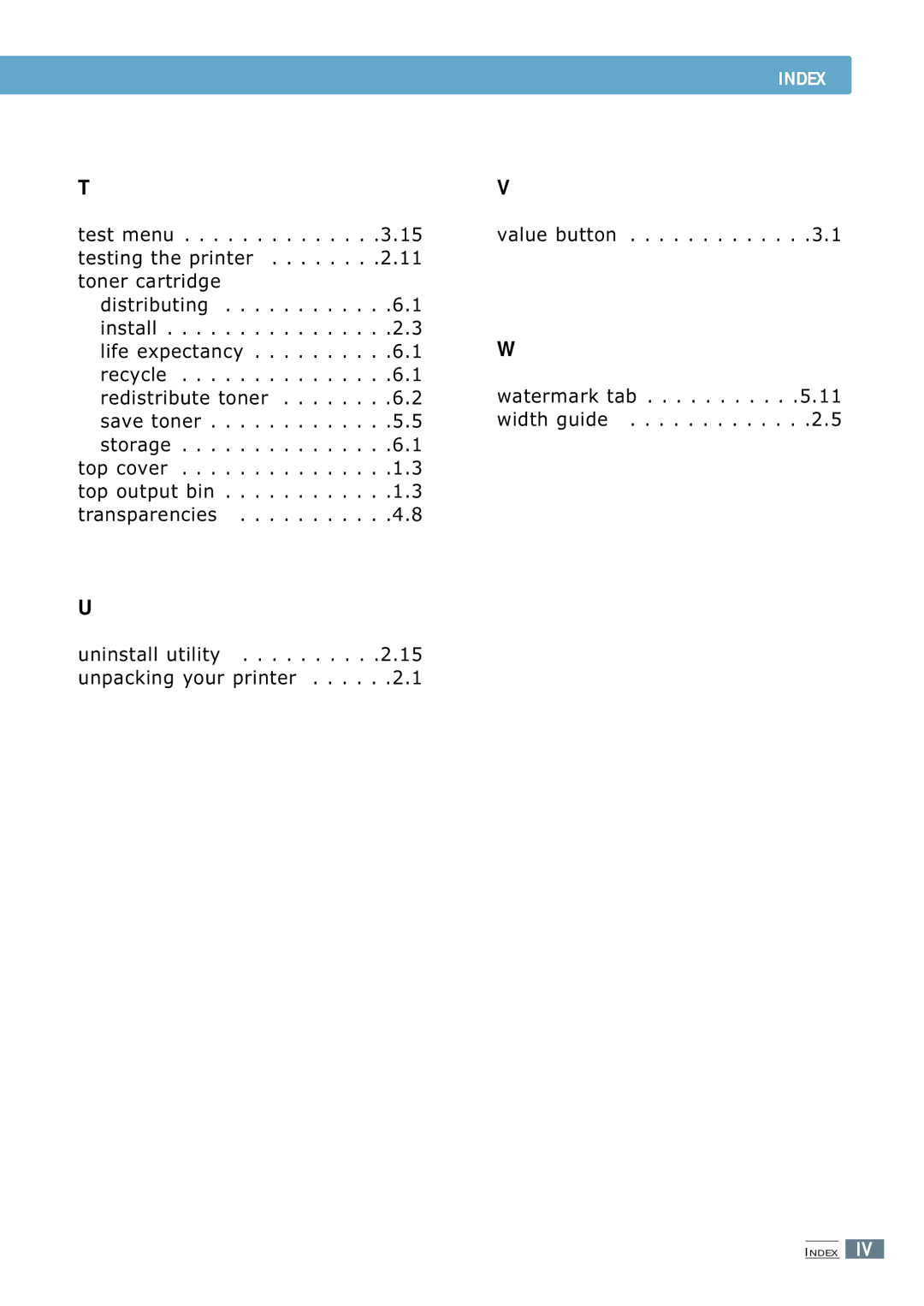 Samsung ML-7300 manual Index 