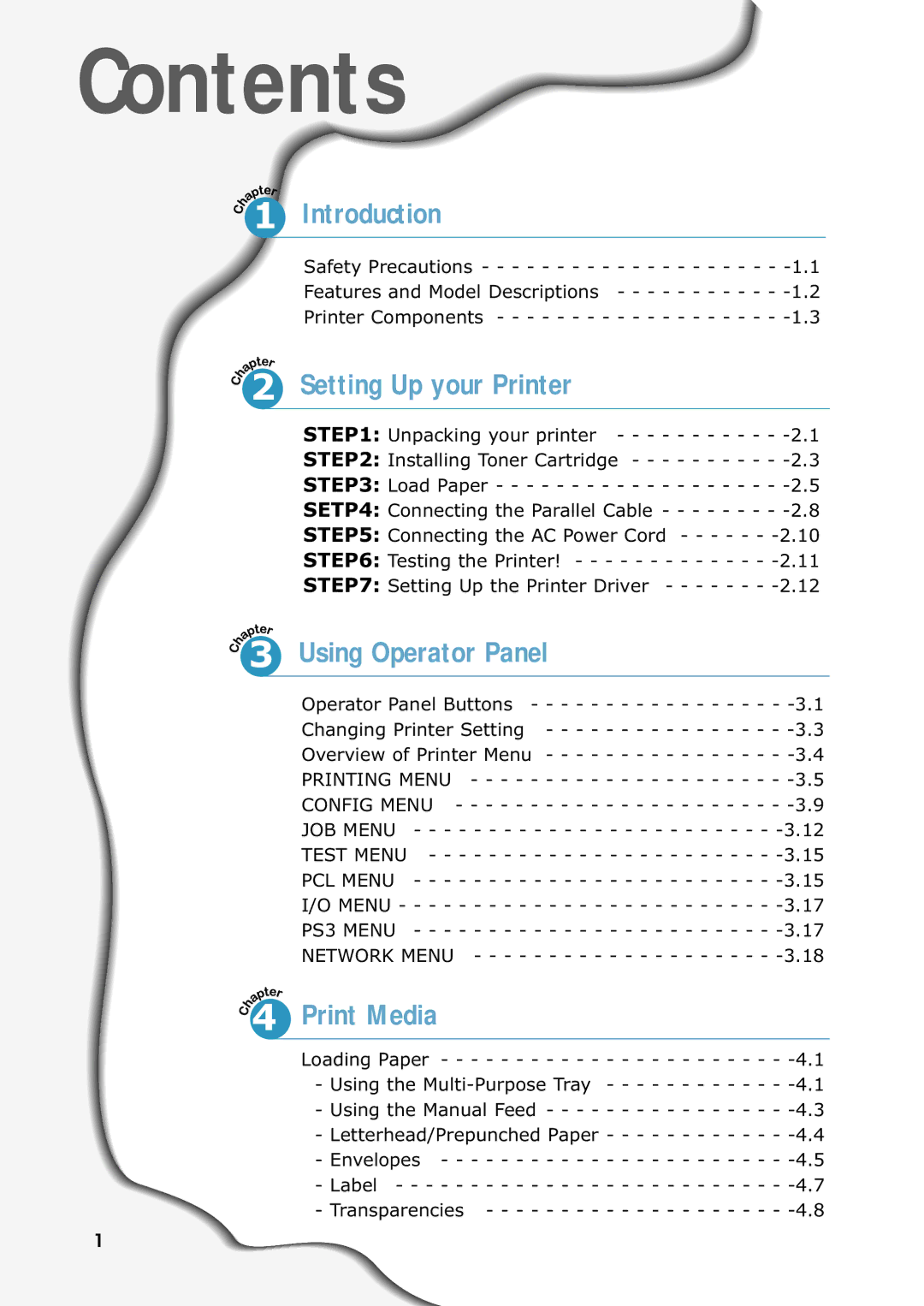 Samsung ML-7300 manual Contents 