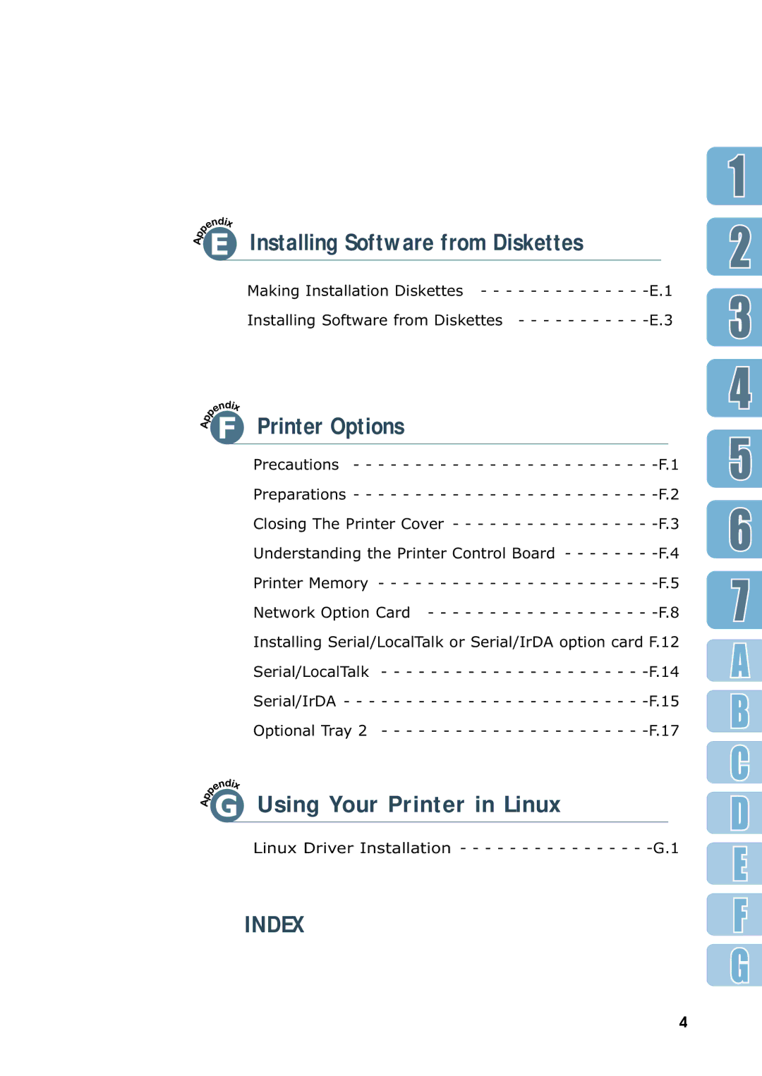 Samsung ML-7300 manual Index 