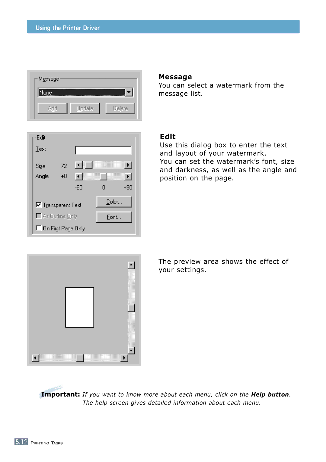 Samsung ML-7300 manual Message, Edit 