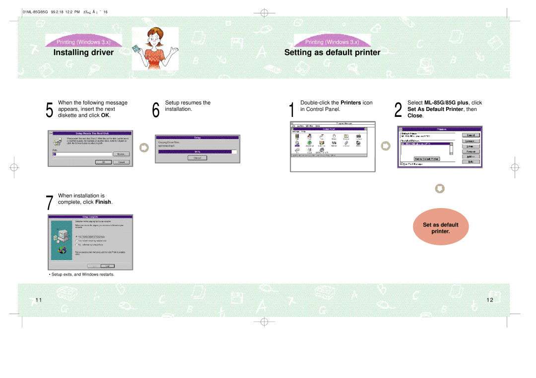 Samsung ML-85G Plus manual Select ML-85G/85G plus , click, Set As Default Printer , then, Close 