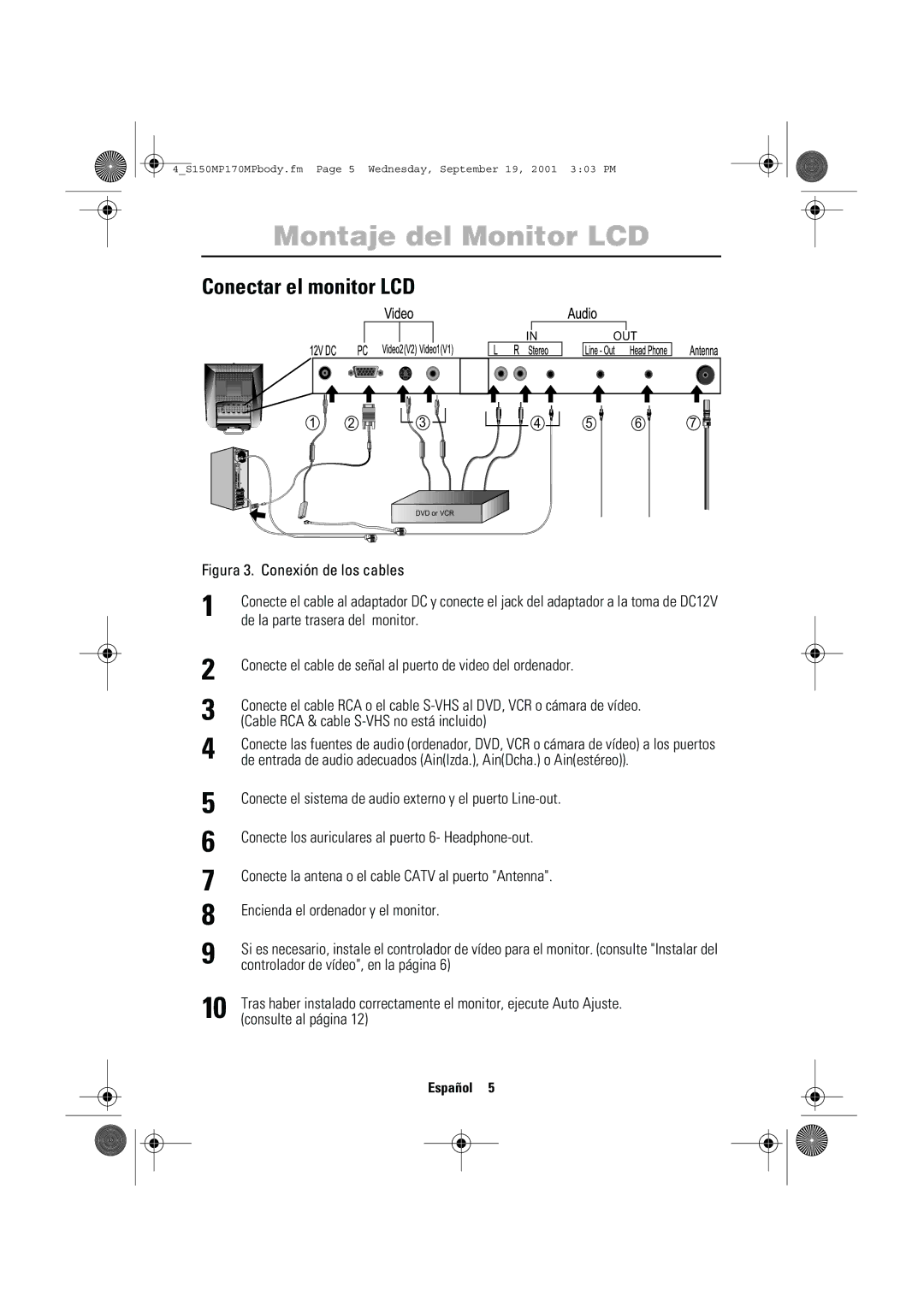 Samsung ML15ASSSS/EDC, ML15ASASS/EDC Conectar el monitor LCD, Cable RCA & cable S-VHS no está incluido, Consulte al página 