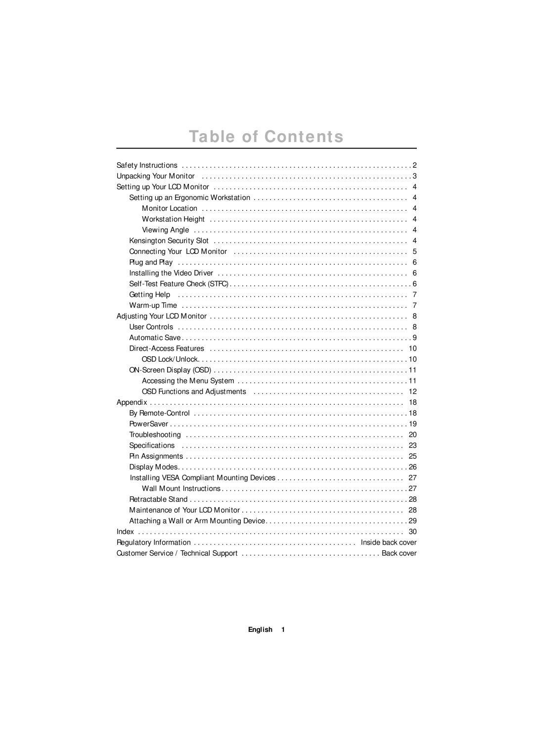 Samsung ML15X-SSS/EDC, ML15XSSS/NLV, ML15XSSS/EDC, ML15XSASS/EDC manual Table of Contents 